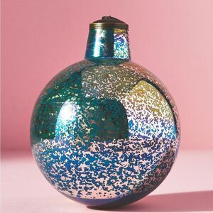 Anthropologie Blue and Purple Kugel Glass Ornament Large 8”
